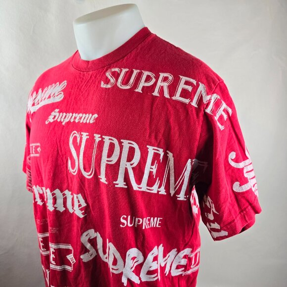Supreme Multi Logo Tee Mens Medium Red White Made in USA Skater Streetwear Crew - Picture 5 of 10
